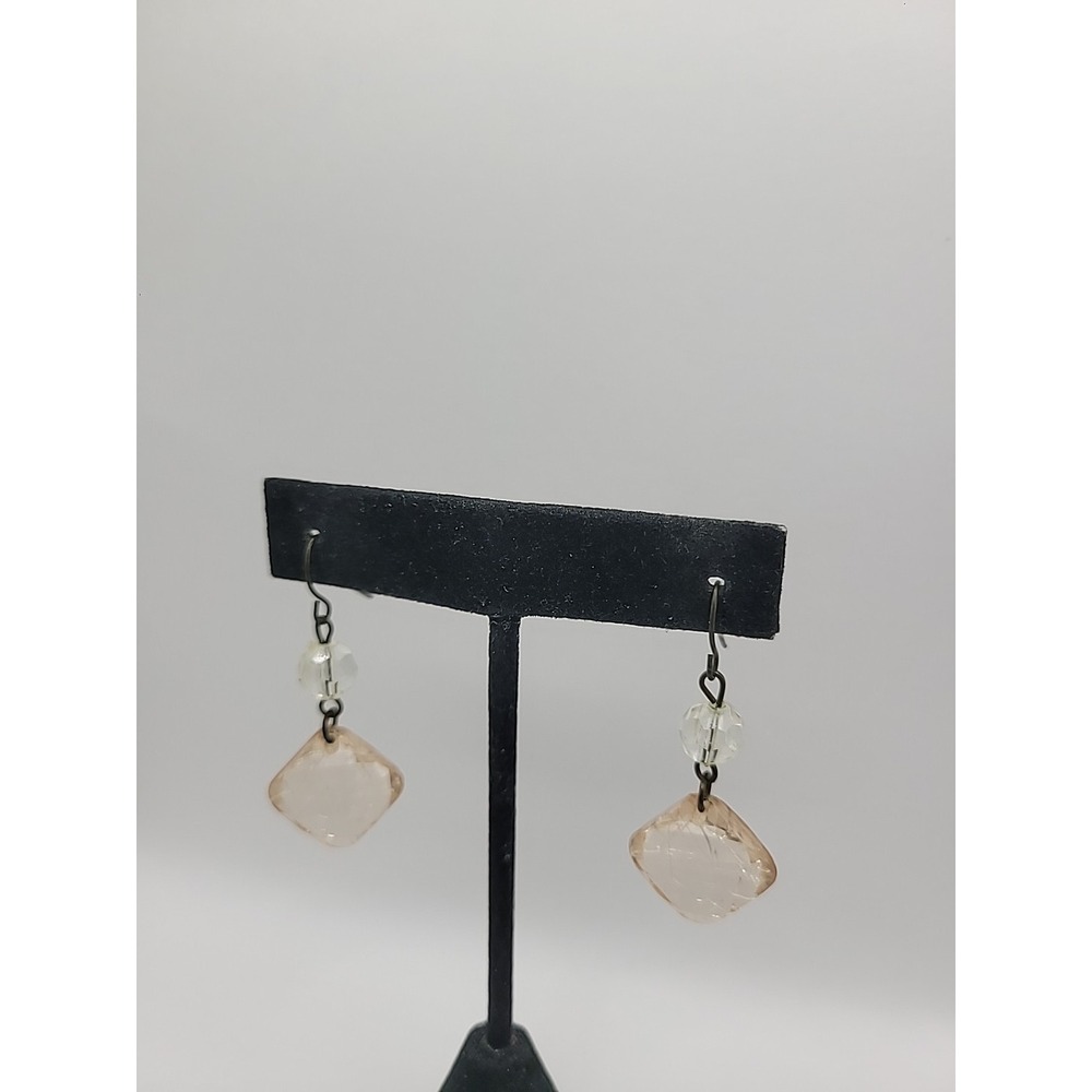 Vintage Premier Designs Earrings Pierced Drop Dangle Pink White Bead Jewelry - Picture 6 of 12